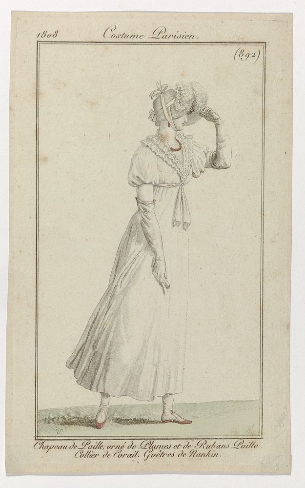Journal des Dames et des Modes, Costume Parisien, 15 mai 1808, (892): Chapeau de Paill (...) (1808) by Pierre Charles…