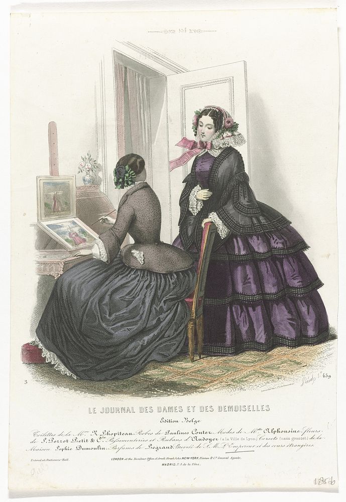 Le Journal des Dames et des Demoiselles, 1856 No. 459, Edition Belge : Toilettes (...) (1856) by Préval and Lamoureux
