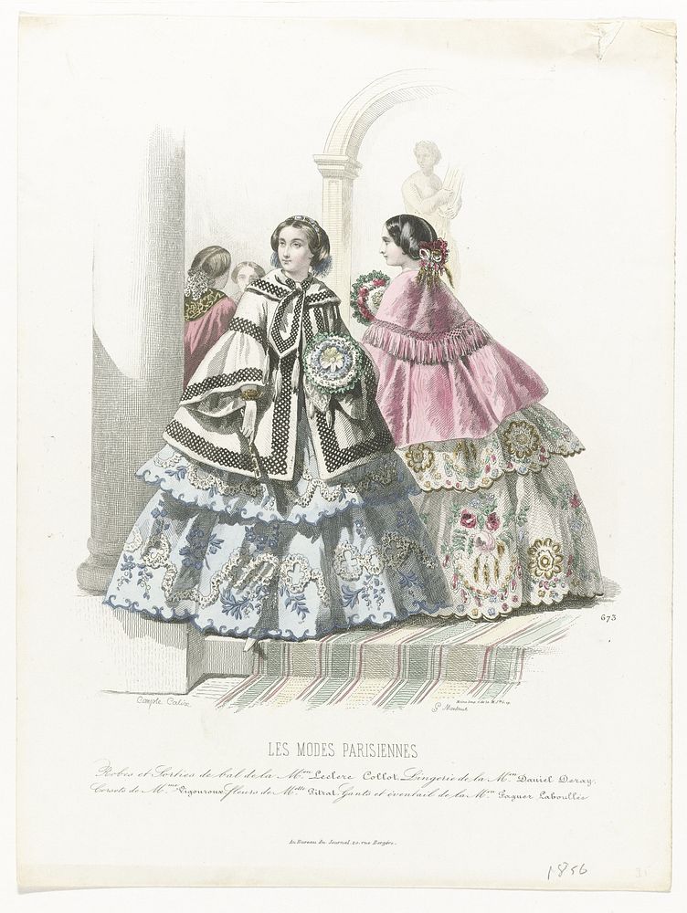 Les Modes Parisiennes, 1856, No. 673 : Robes et Sorties (...) (1856) by Montaut d Oleron Gabriel Xavier, François Claudius…