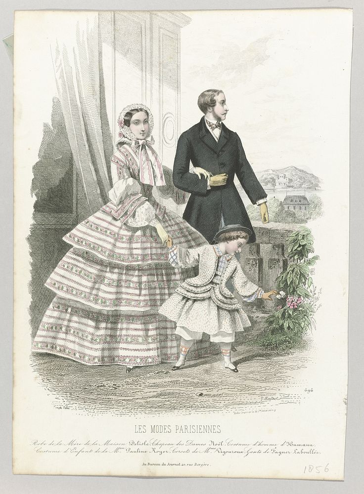 Les Modes Parisiennes, 1856, No. 696 : Robe de la Mèr (...) (1856) by Montaut d Oleron Gabriel Xavier, François Claudius…