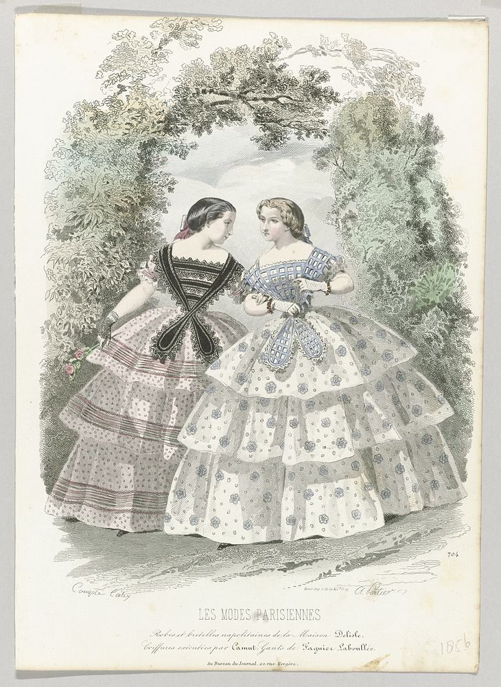 Les Modes Parisiennes, 1856, No. 704 : Robes et bretelles (...) (1856) by A Portier, François Claudius Compte Calix, Aubert…