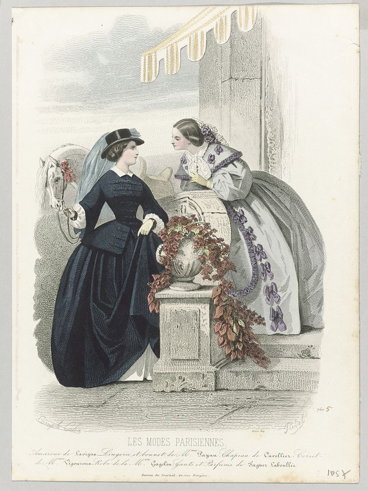 Les Modes Parisiennes, 1856, No. 760 : Amazone de Lavign (...) (1856) by Préval, François Claudius Compte Calix and Moine