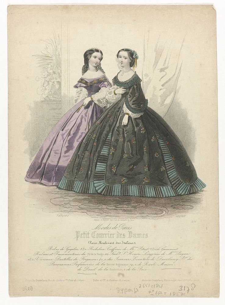 Petit Courrier des Dames, 1857, No. 3178 : Robes de Gagelin (...) (1857) by M Gervais, A Pauquet and Gilquin and Dupain
