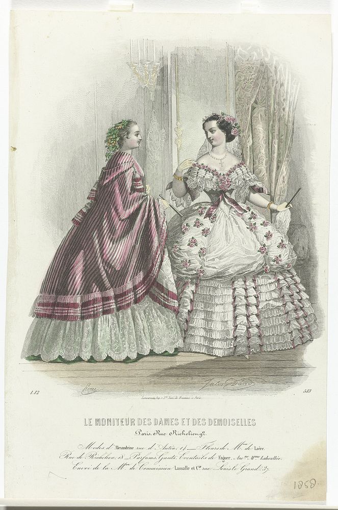 Moniteur des Dames et des Demoiselles, 1858, No. 513 : Modes d'Alexandrine.. (1858) by Sierre, Jules David 1808 1892 and…