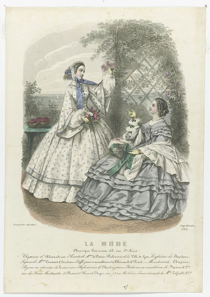 La Mode, 1858, Pl. 190 : Chapeaux d'Alexandrin (...) (1858) by Jean Charles Pardinel, Héloïse Leloir Colin and Mariton