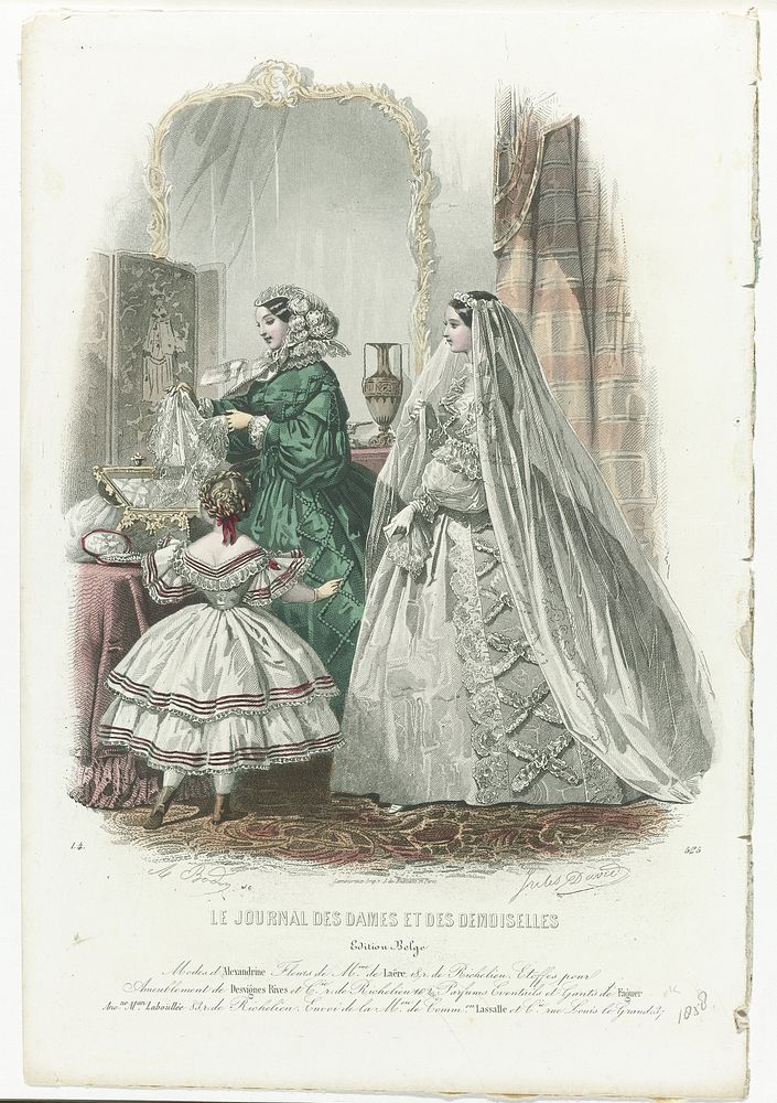 Le Journal des Dames et des Demoiselles, 1858, 1.4, No. 525 : Edition Belge, Modes (...) (1858) by A Bodin, Jules David 1808…