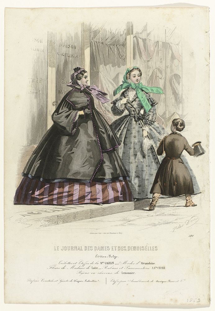 Le Journal des Dames et des Demoiselles, 1859 No. 580 : Edition Belge. Toilettes (...) (1859) by A Bodin, Jules David 1808…
