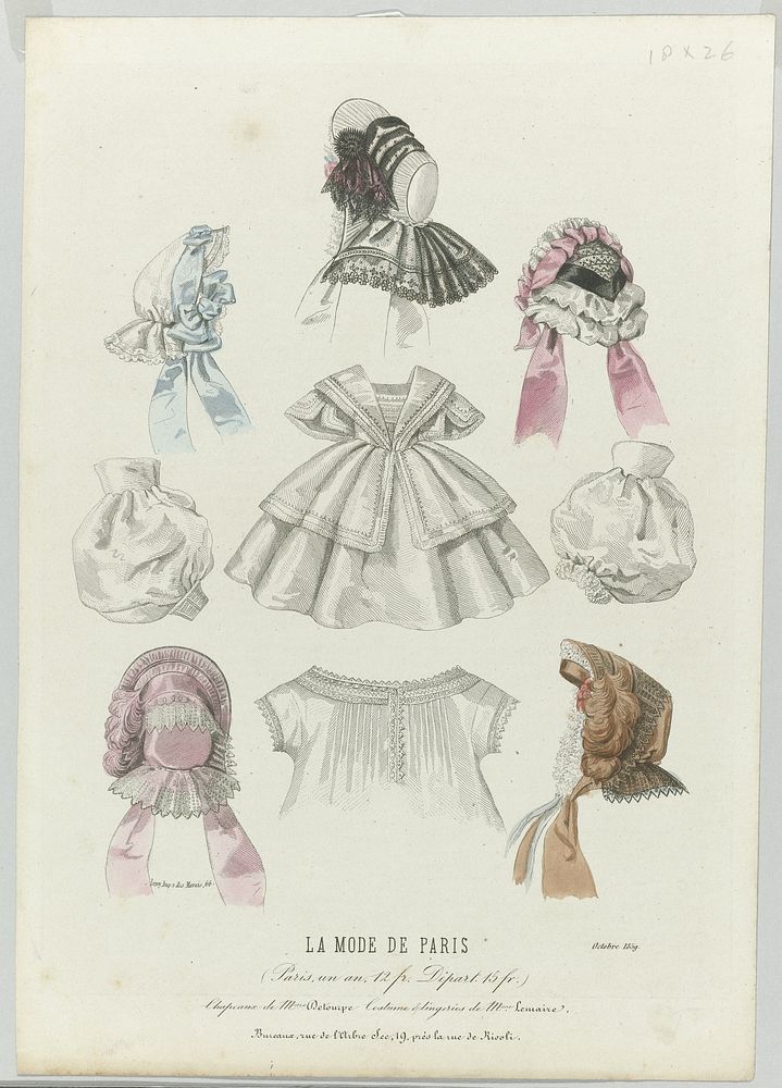 La Mode de Paris, octobre 1859 : Chapeaux de Mme Detourp (...) (1859) by anonymous and A Leroy