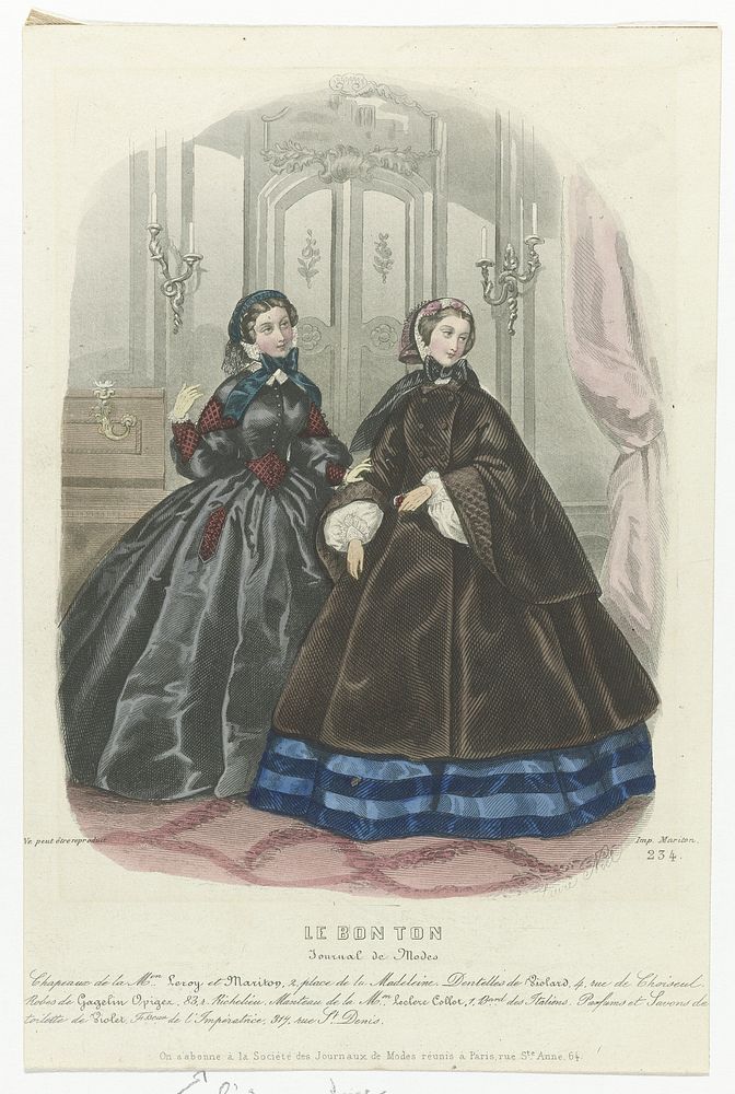 Le Bon Ton, Journal de Modes, 1860, No. 234 : Chapeaux de la M.on Leroy (...) (1860) by anonymous, Laure Noël and Mariton