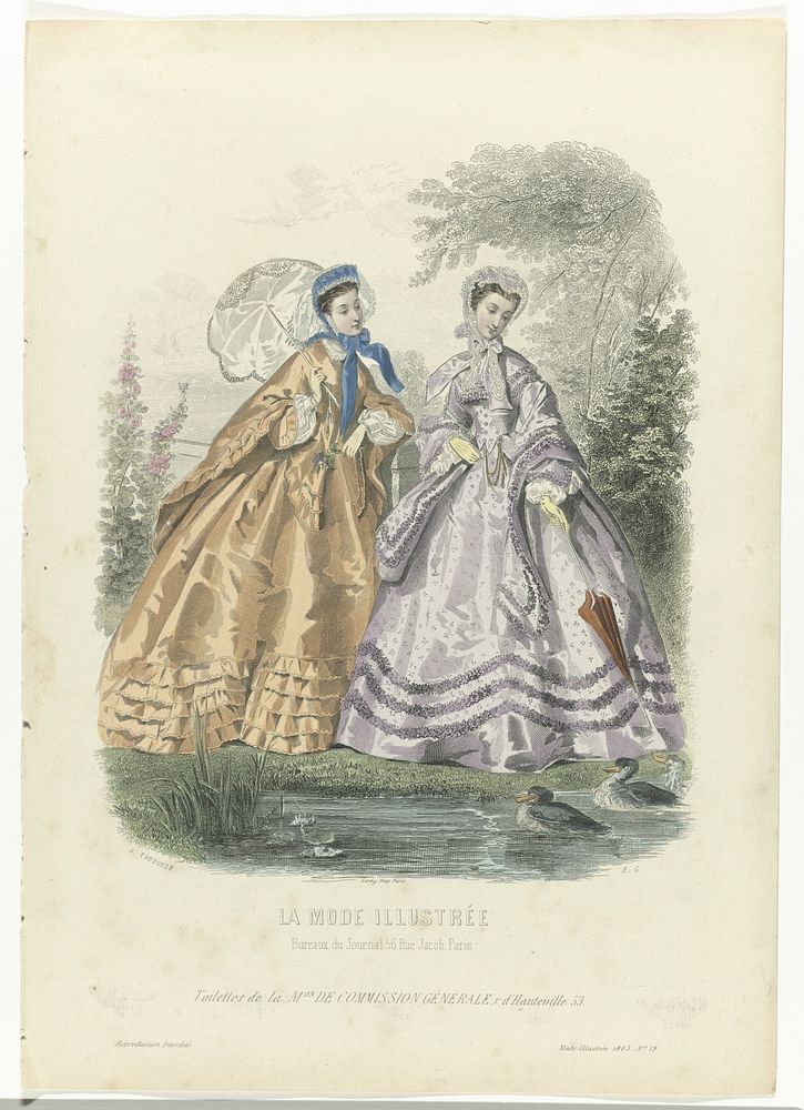 La Mode Illustrée, 1863, No. 19: Toilettes de la Maison (...) (1863) by anonymous, Anaïs Colin Toudouze and A Leroy