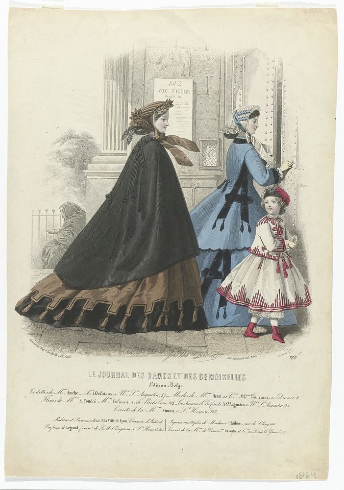 Le Journal des Dames et des Demoiselles, 1864, No. 760 : Edition Belge. Toilettes (...) (1864) by A Bodin, Jules David 1808…