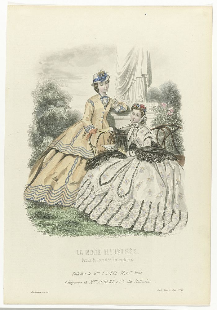 La Mode Illustrée, 1864, No. 27 : Toilettes de Mme. Castel (...) (1864) by Millin, Paul Lacourière and Gilquin and Fils