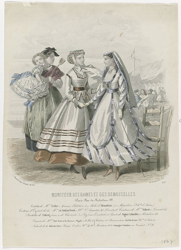 Moniteur des Dames et des Demoiselles, 1867, No. 857 : Toilettes de Mme Pieffort (...) (1867) by anonymous, Jules David 1808…