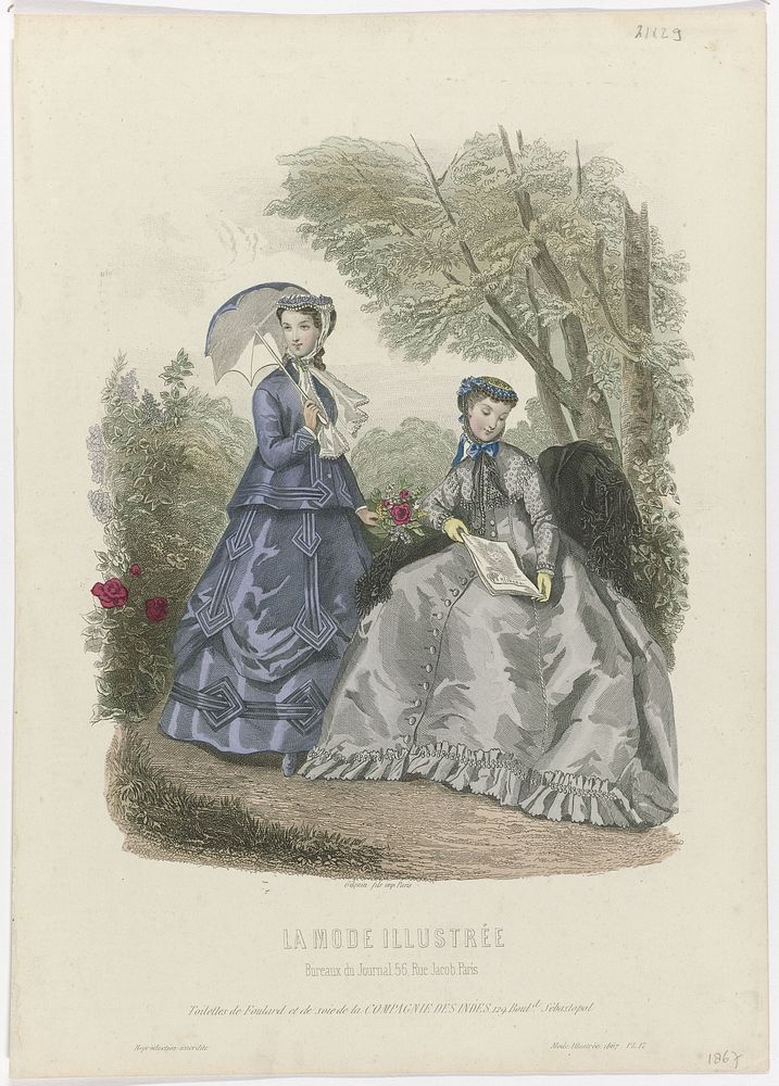 La Mode Illustrée, 1867, No. 17: Toilettes de Foulard (...) (1867) by anonymous and Gilquin and Fils