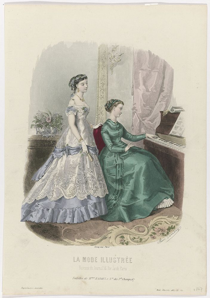 La Mode Illustrée, 1867, No. 34: Toilettes de Mmes Raboin (...) (1867) by anonymous, Anaïs Colin Toudouze and A Leroy
