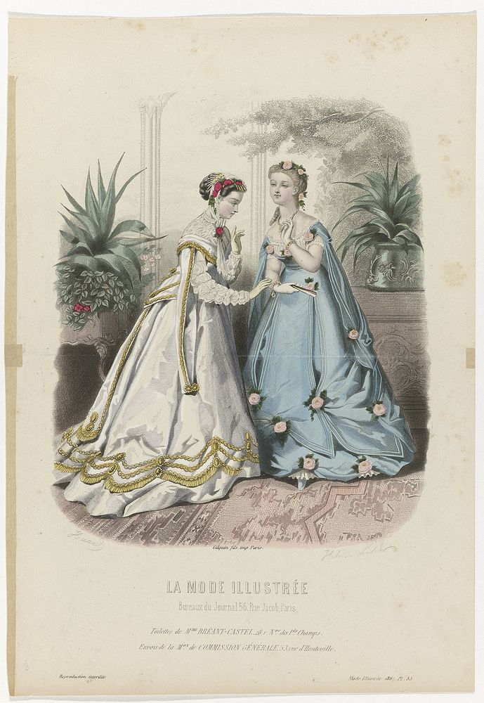 La Mode Illustrée, 1867, No. 35: Toilettes de Mme Bréant-Castel (...) (1867) by Huard, Anaïs Colin Toudouze and Gilquin and…