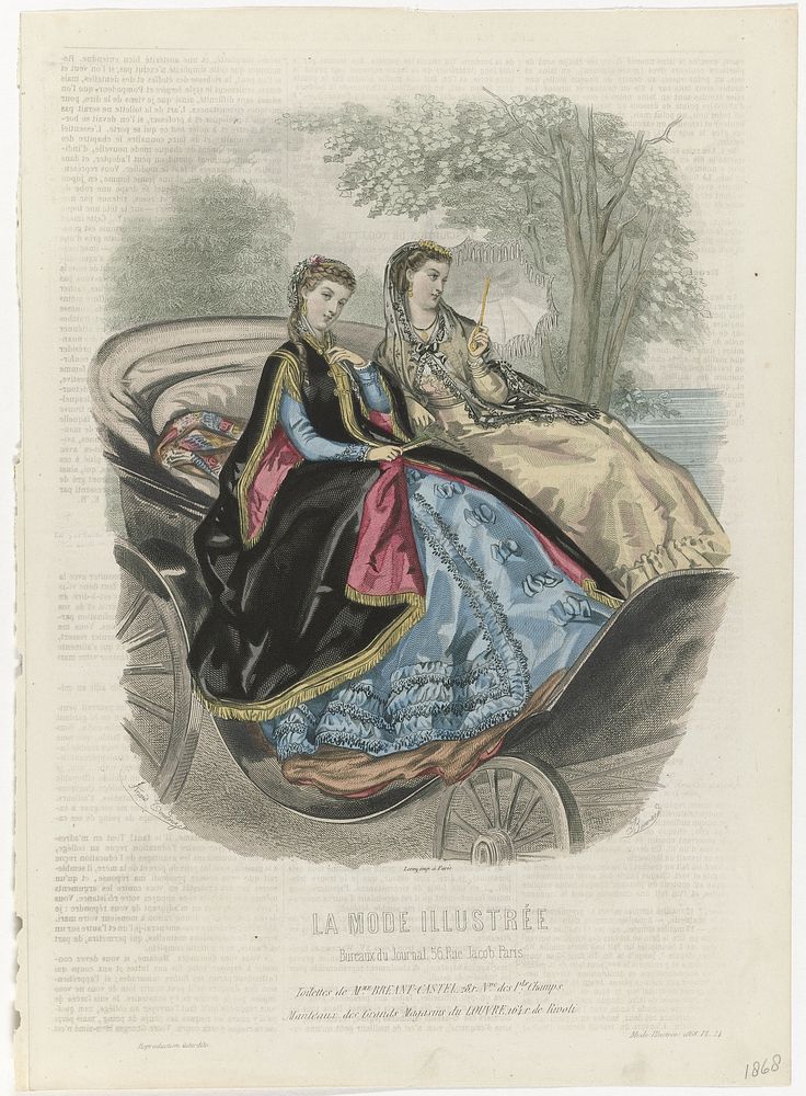 La Mode Illustrée, 1868, No. 24: Toilettes de Mme Breant-Castel (...) (1868) by J Bonnard, Anaïs Colin Toudouze and A Leroy