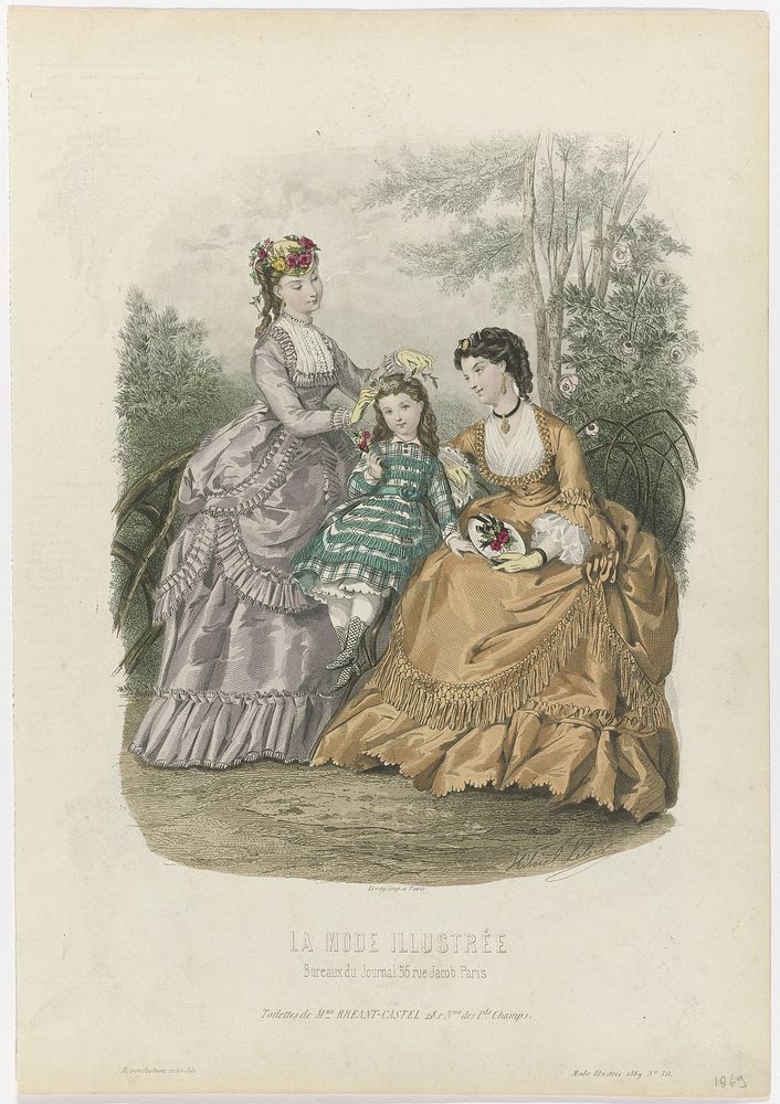 La Mode Illustrée, 1869, No. 30: Toilettes de Mme Breant-Castel (...) (1869) by anonymous, Héloïse Leloir Colin and A Leroy