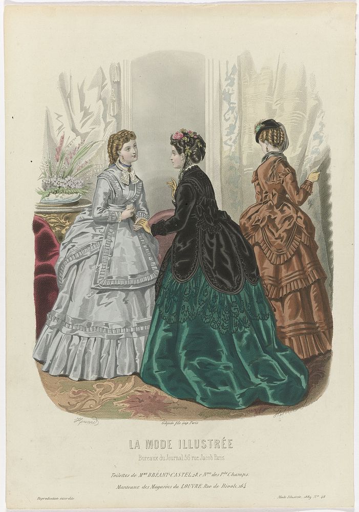 La Mode Illustrée, 1869, No. 49: Toilettes de Mme Breant-Castel (...) (1869) by Huard, Héloïse Leloir Colin and Gilquin and…
