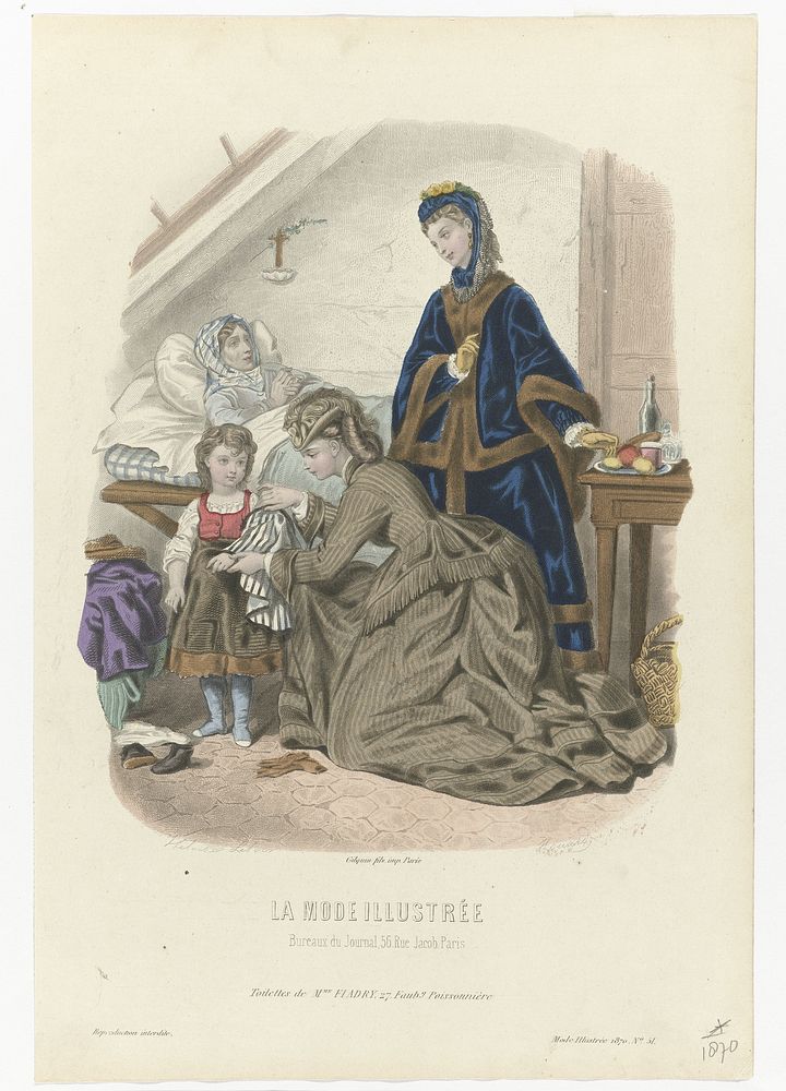 La Mode Illustrée, 1870, No. 51: Toilettes de Mme Fladry (...) (1870) by Huard, Héloïse Leloir Colin and Gilquin fils