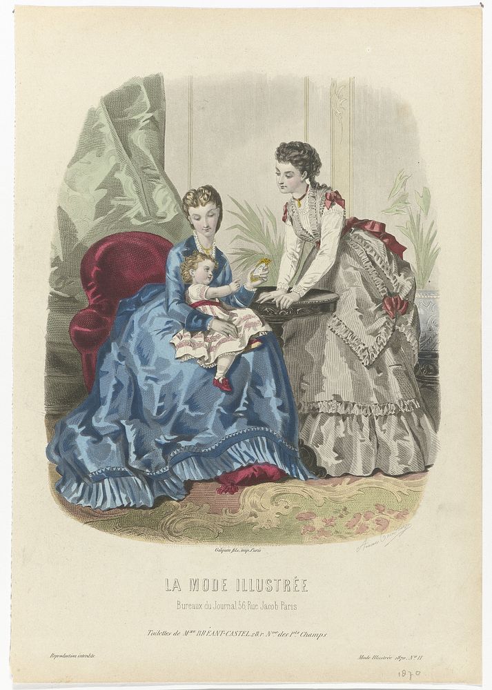 La Mode Illustrée, 1870, No. 11: Toilettes de Mme Breant-Castel (...) (1870) by anonymous, Anaïs Colin Toudouze and Gilquin…