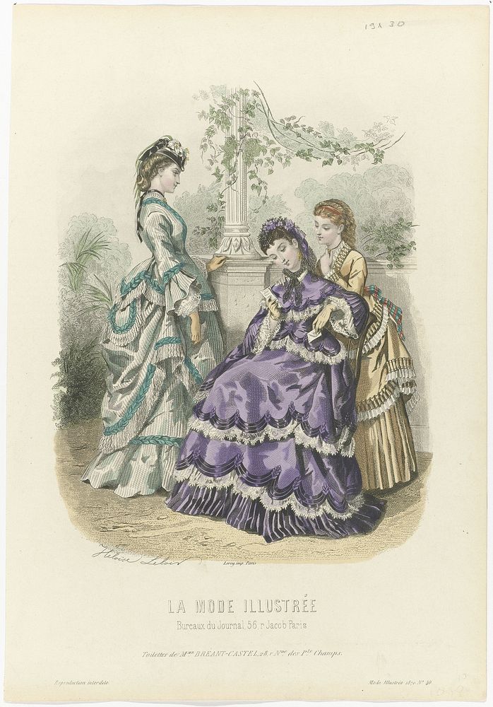 La Mode Illustrée, 1870, No. 40: Toilettes de Mme Breant-Castel (...) (1870) by anonymous, Héloïse Leloir Colin and Leroy