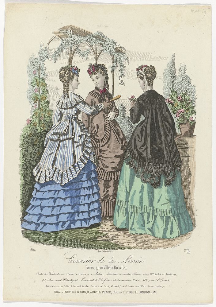 Courrier de la Mode, ca. 1870, No. 706, No. 3 : Robes de Foulards (...) (c. 1870) by Baron 19e eeuw and Gilquin Père