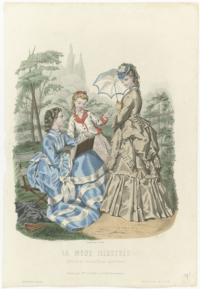 La Mode Illustrée, 1871, No. 24: Toilettes de Mme Fladry (...) (1871) by Huard, Héloïse Leloir Colin and Leroy