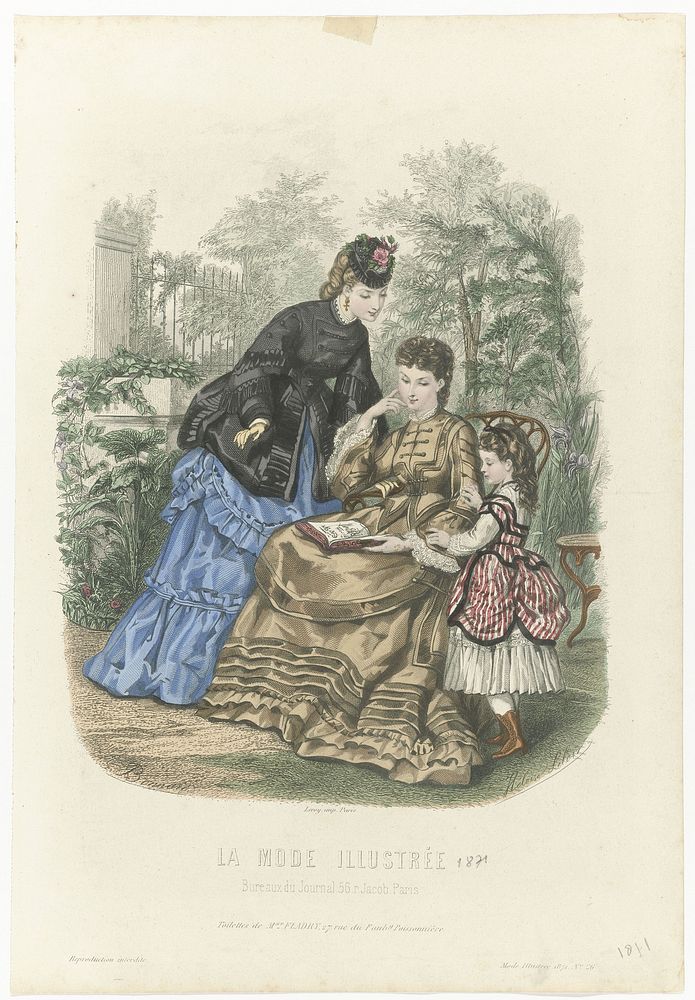 La Mode Illustrée, 1871, No. 26: Toilettes de Mme Fladry (...) (1871) by J Bonnard, Héloïse Leloir Colin and Leroy