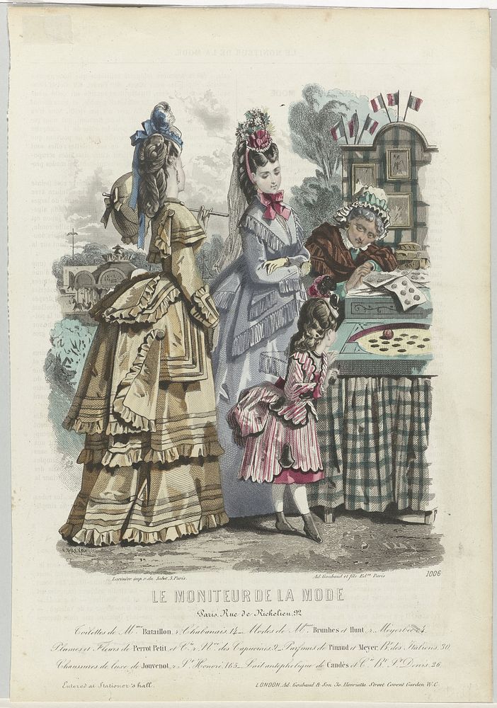 Le Moniteur de la Mode, 1871, No. 1006 : Toilettes de Mme Bataillon (...) (1871) by Emile Préval, Emile Préval, Ad Goubaud…