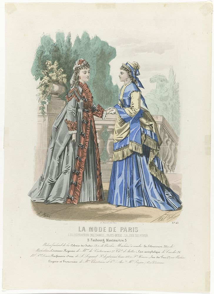 La Mode de Paris, ca. 1871, No. 42 : Robes foulard (...) (c. 1871) by E Mille, A Paul and Becquet