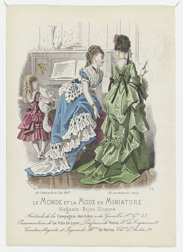Le Monde et la Mode en Miniature, 1873, No. 34 : Foulards de la Compagni (...) (1873) by A Bodin, Emile Préval, Ad Goubaud…