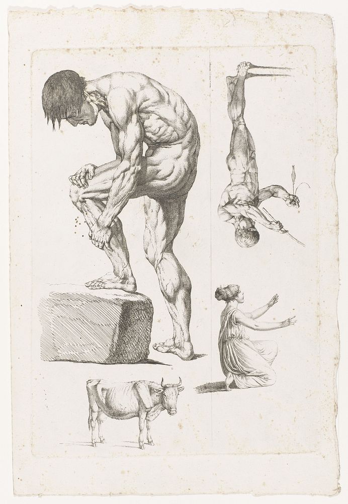Twee mannen, een vrouw en een stier (1801) by Carl Wilhelm Kolbe I