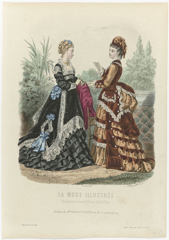 La Mode Illustrée, 1873, No. 40 : Toilettes de Mme Breant-Castel (...) (1873) by anonymous, Anaïs Colin Toudouze and Leroy