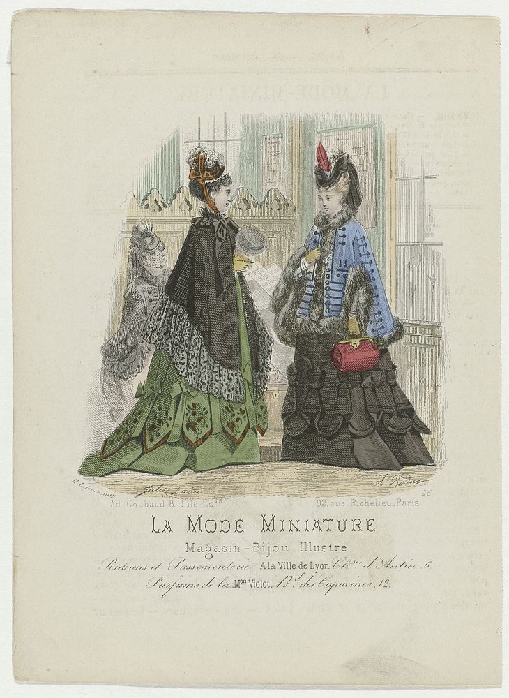 La Mode-Miniature, 1872, No. 26 : Rubans et passementeri (...) (1872) by A Bodin, Jules David 1808 1892, Ad Goubaud et Fils…