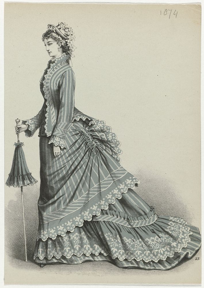 Dame met wandelstok, 1874, No. 57 (1874) by anonymous