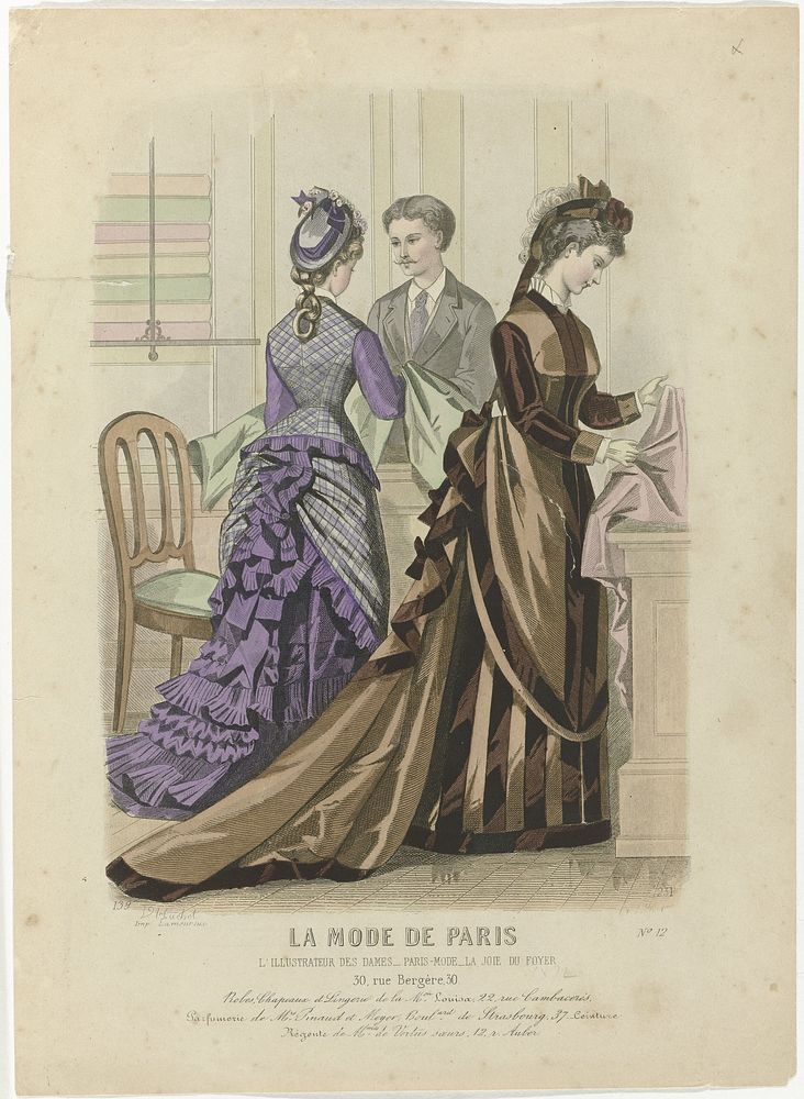 La Mode de Paris, 1874, No.231,  No. 12 : Robes Chapeaux et Lingeri (...) (1874) by A Portier, V Huchot and Lamoureux