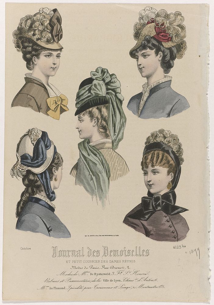 Journal des Demoiselles, Octobre 1877, No. 4123 bis : Modes de Mme De Bysterweld (...) (1877) by anonymous and Th Dupuy and…