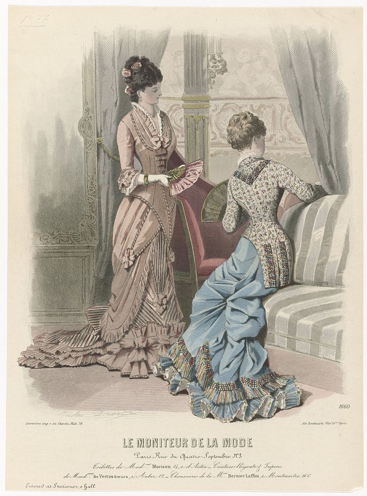 Le Moniteur de la Mode, 1879, No. 1660 : Toilettes de Mad.me Morison (...) (1879) by anonymous, Jules David 1808 1892, Ad…