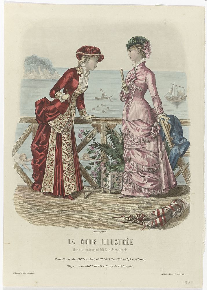 La Mode Illustrée, 1880, No. 32 : Toilettes de Mon. Fladry (...) (1880) by anonymous and A Leroy