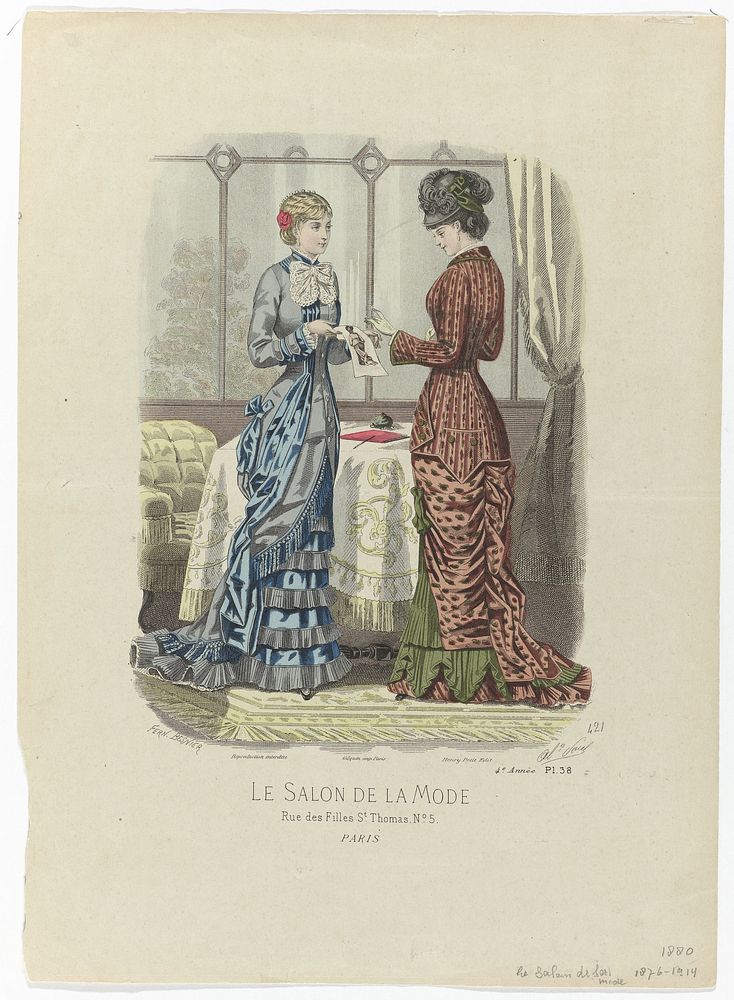 Le Salon de la Mode, 1880, No. 421, 4e année, Pl. 38 (1880) by A Paul, Fernand Besnier, Henry Petit and Gilquin