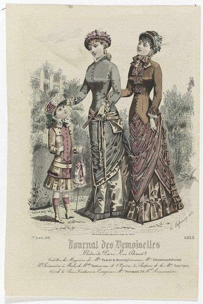 Journal des Demoiselles, 1 Août 1881, No. 4323 : Toilettes des Magasins (...) (1881) by A Lefrancq and Th Dupuy and Fils