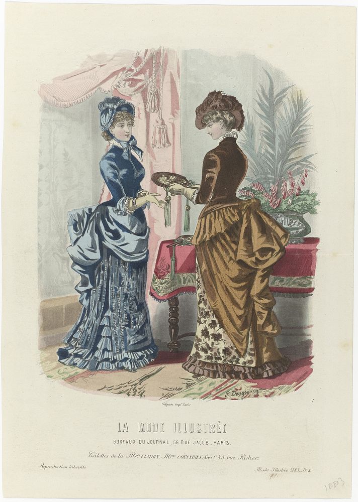 La Mode Illustrée, 1883, No. 8 : Toilettes de Mon. Fladry (...) (1883) by Isabelle Toudouze Desgrange, anonymous and Gilquin