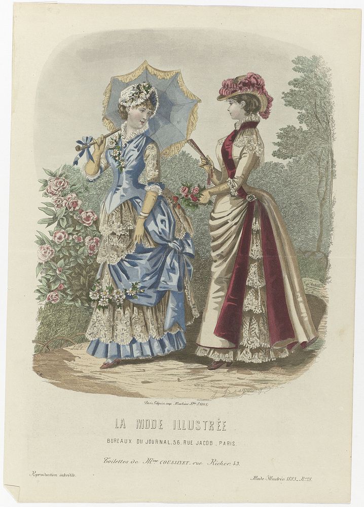 La Mode Illustrée, 1883, No. 28 : Toilettes de Mme Coussinet (...) (1883) by Charles Rabouille, Isabelle Toudouze Desgrange…