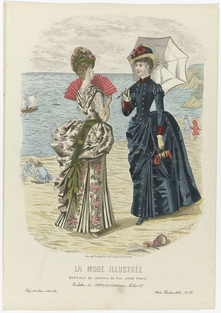 La Mode Illustrée, 1884, No. 30 : Toilettes de Mme Coussinet (...) (1884) by Charles Rabouille, Isabelle Toudouze Desgrange…