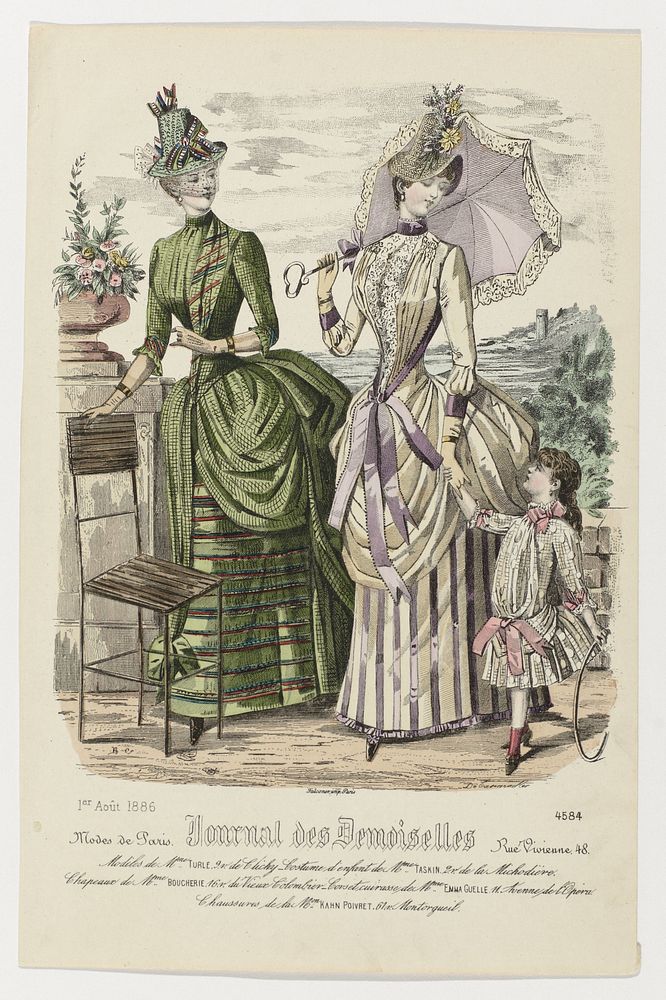 Journal des Demoiselles, 1 août 1886, No. 4584 : Modeles de Mme Turl (...) (1886) by de Casimacker, Monogrammist BC and…