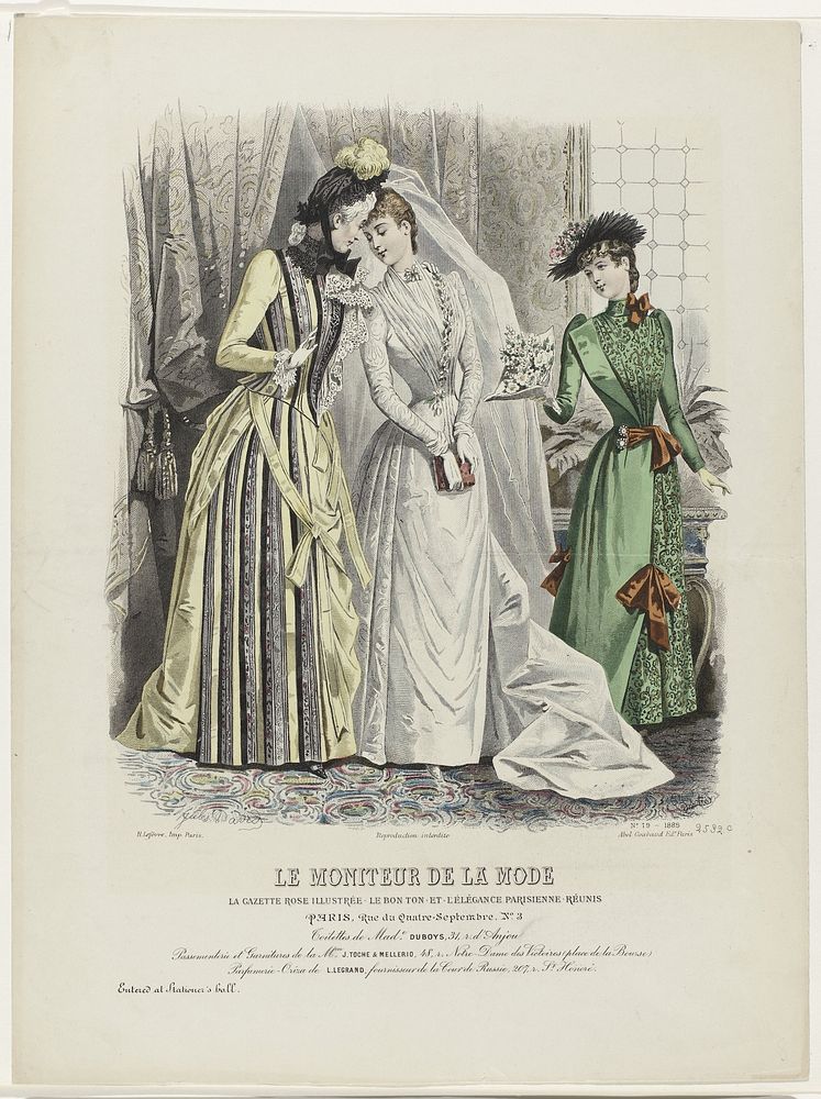 Le Moniteur de la Mode, 1889, Nr. 2532c, No. 19 : Toilettes de Mad.e Duboys (...) (1889) by A Portier, Jules David 1808…