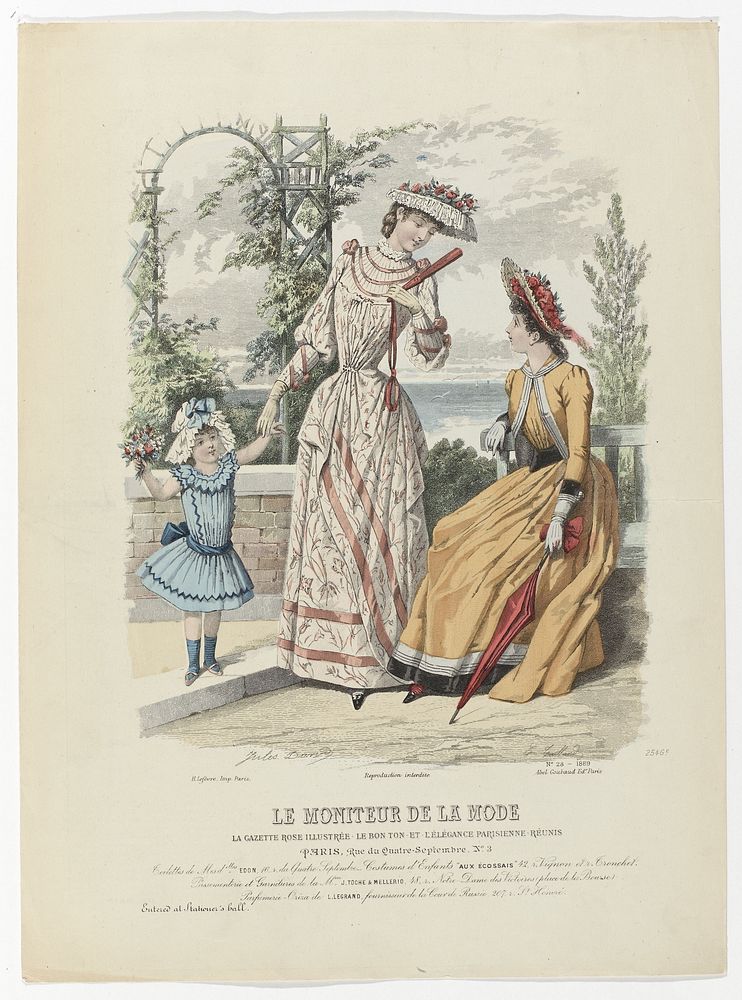 Le Moniteur de la Mode, 1889, Nr. 2546c, No. 28 : Toilettes de Mesd.elles Edon (...) (1889) by Edouard Tailland, Jules David…