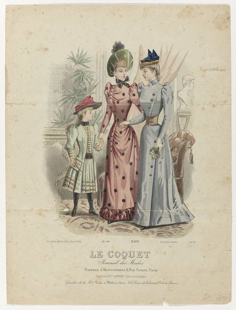 Le Coquet, 1890, No. 1672 : Garniture de la M.on Toche.. (1890) by Monogrammist BC, E Cheffer, Alex Albert and Bas