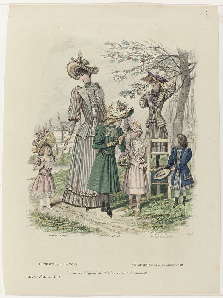 Le Moniteur de la Mode, 1891, Nr. 2702e, No. 22 : Costumes d'Enfants (...) (1891) by Edouard Tailland, Jules David 1808…